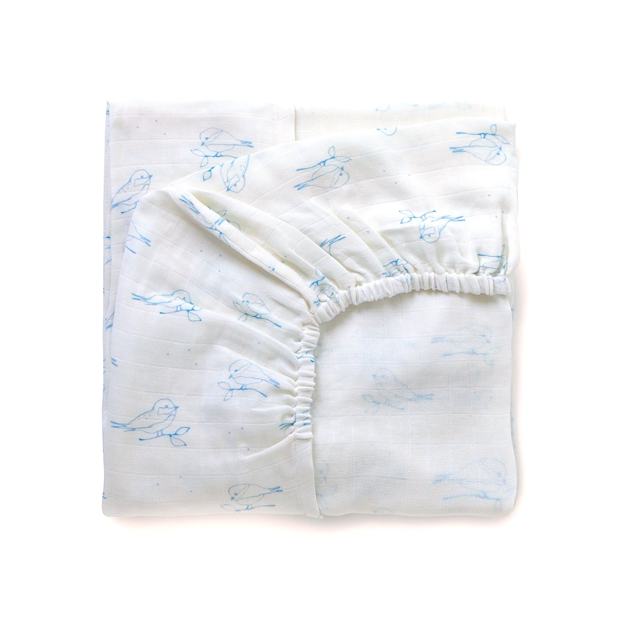 Bluebird Muslin Fitted Cot Sheet